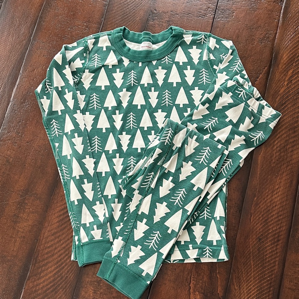 Hanna Andersson Size 150 (12) Green Tree Holiday HannaJams™ Pajama Set